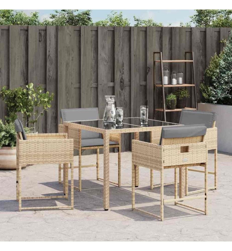 Chaises de jardin avec coussins lot de 4 mélange beige