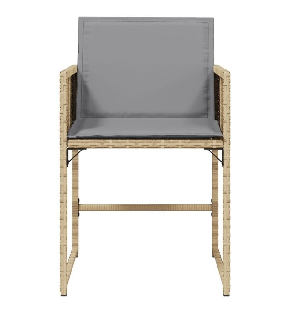 Chaises de jardin avec coussins lot de 4 mélange beige
