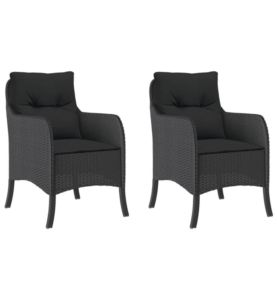 Gartenstühle mit Kissen 2 Stk. Schwarz Poly Rattan