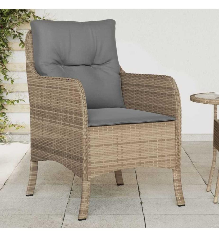 Chaises de jardin avec coussins lot de 2 mélange beige rotin