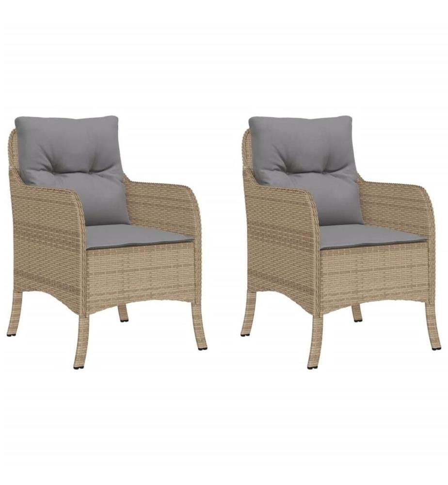 Chaises de jardin avec coussins lot de 2 mélange beige rotin
