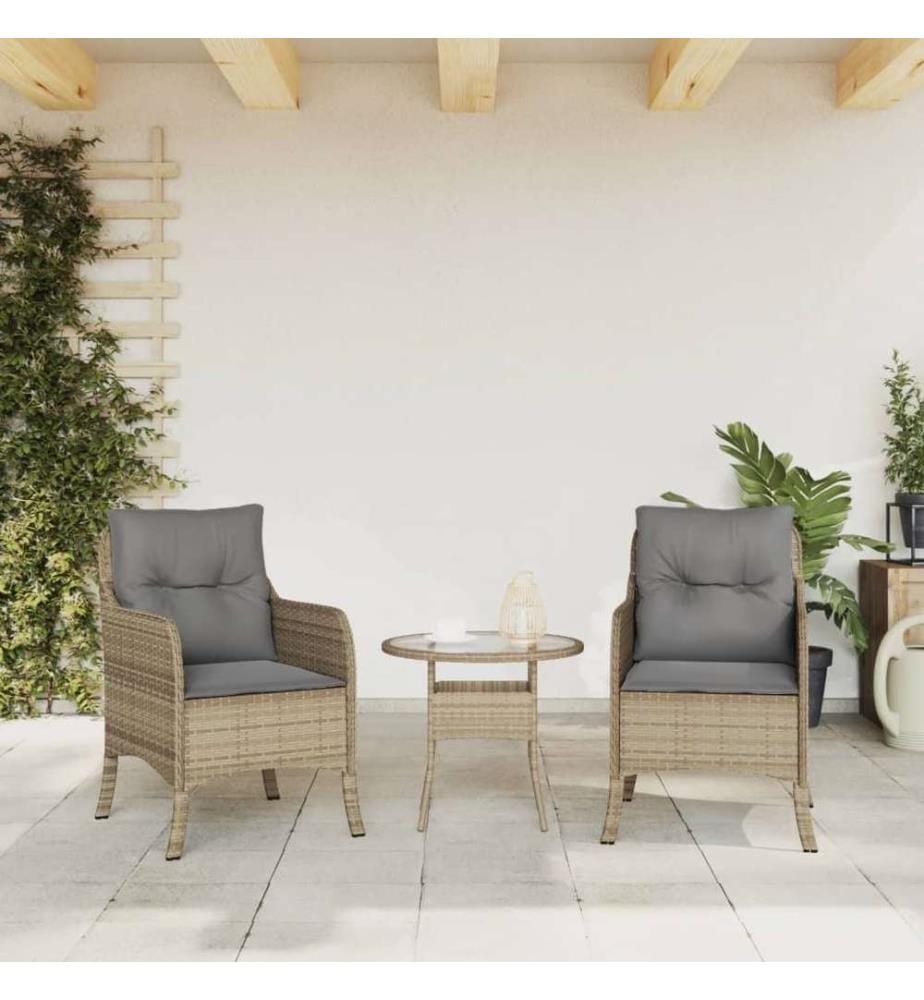 Chaises de jardin avec coussins lot de 2 mélange beige rotin