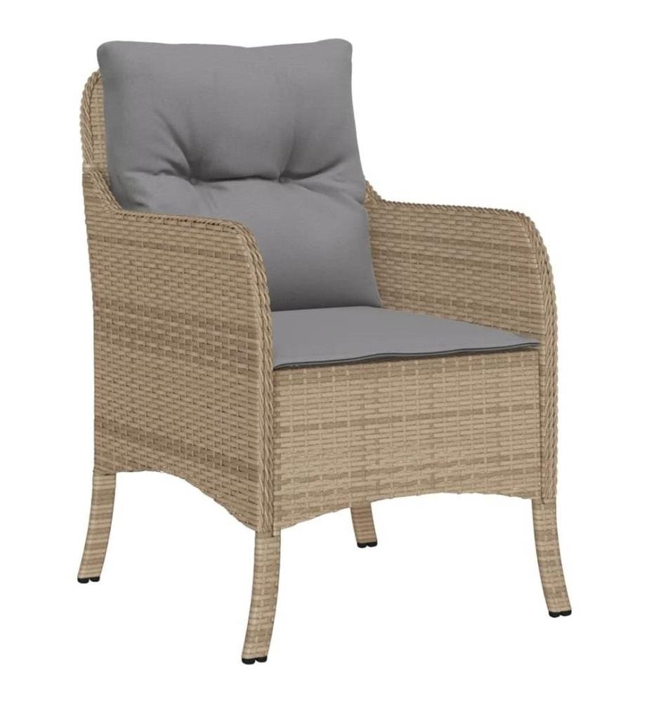 Chaises de jardin avec coussins lot de 2 mélange beige rotin