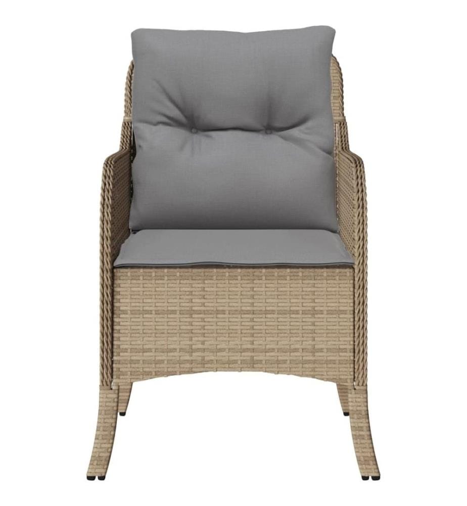 Chaises de jardin avec coussins lot de 2 mélange beige rotin