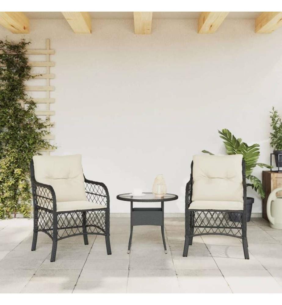 Gartenstühle mit Kissen 2 Stk. Schwarz Poly Rattan