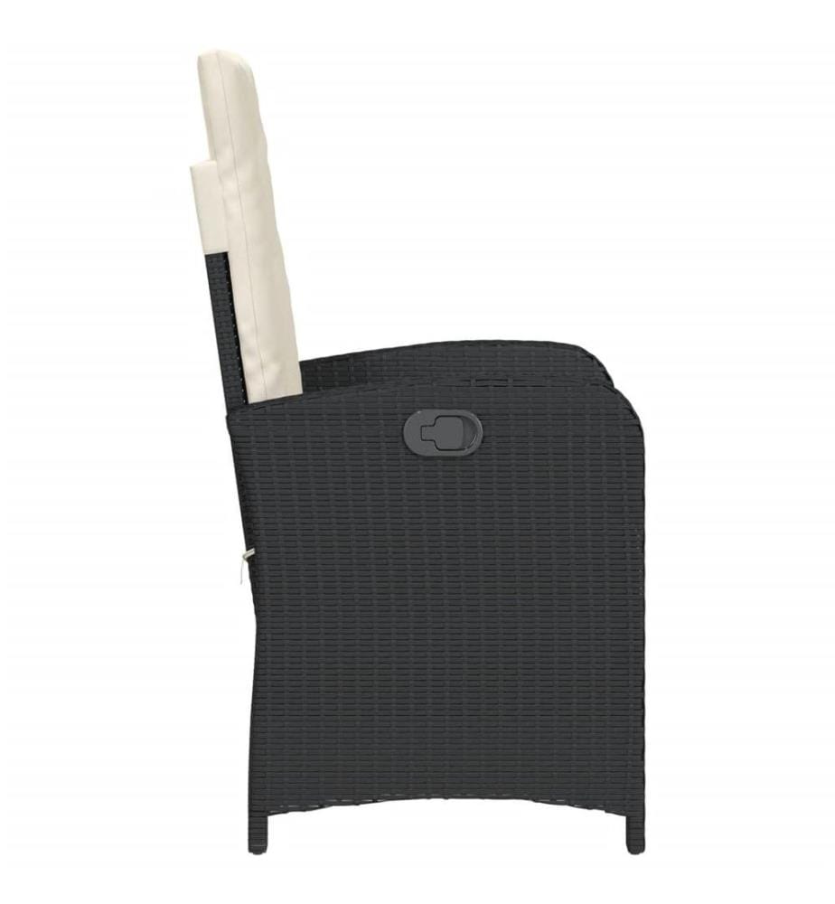 Gartensessel Verstellbar mit Kissen Schwarz Poly Rattan
