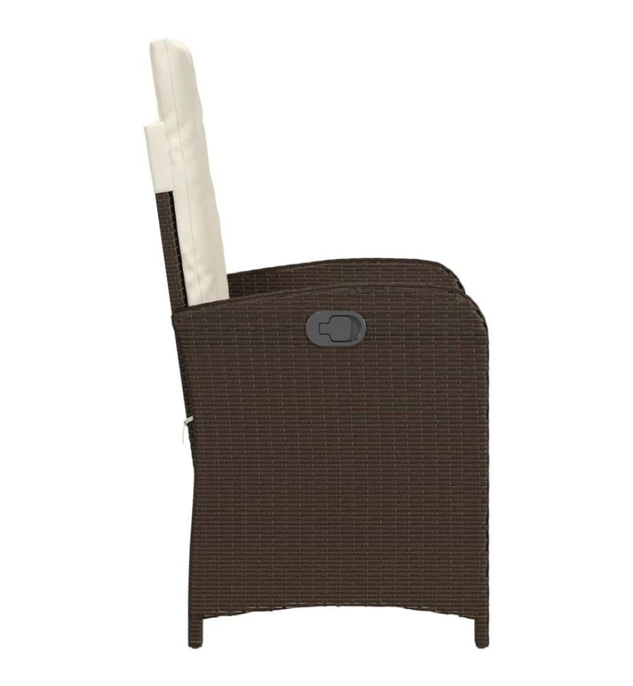 Gartensessel Verstellbar mit Kissen Braun Poly Rattan
