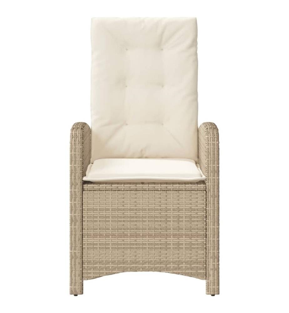 Gartensessel mit Kissen Verstellbar Beige Poly Rattan