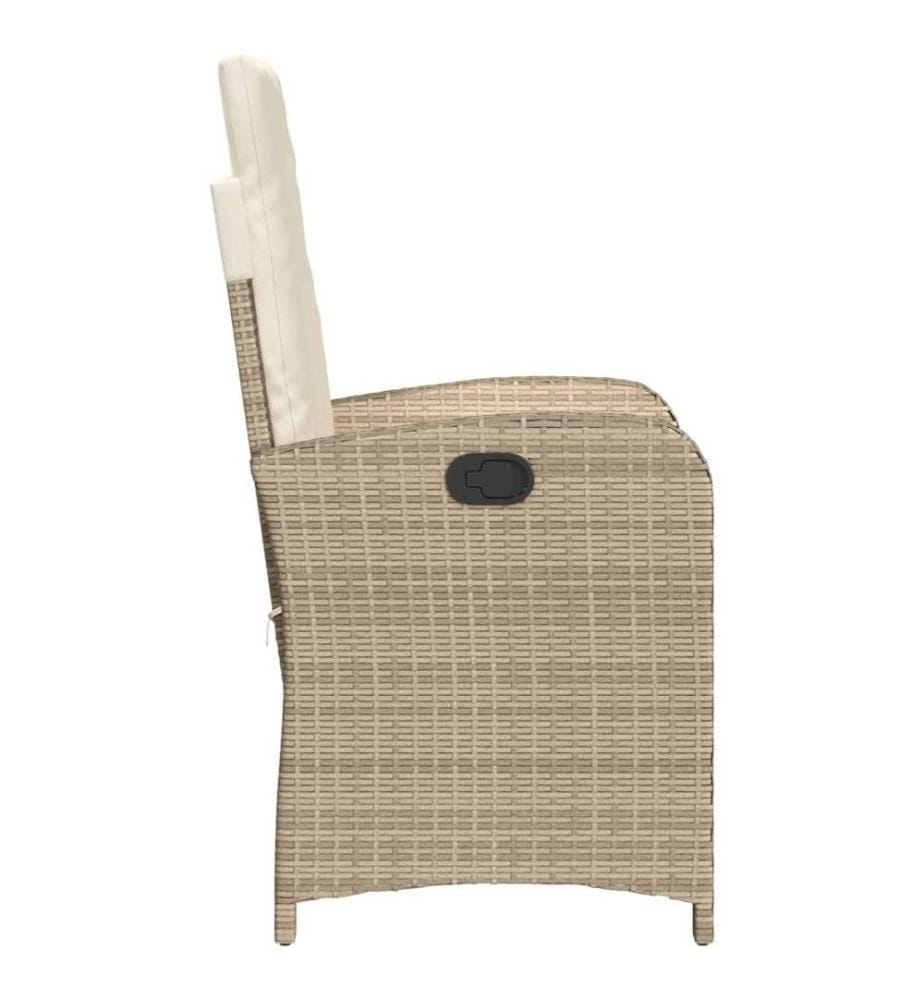 Gartensessel mit Kissen Verstellbar Beige Poly Rattan