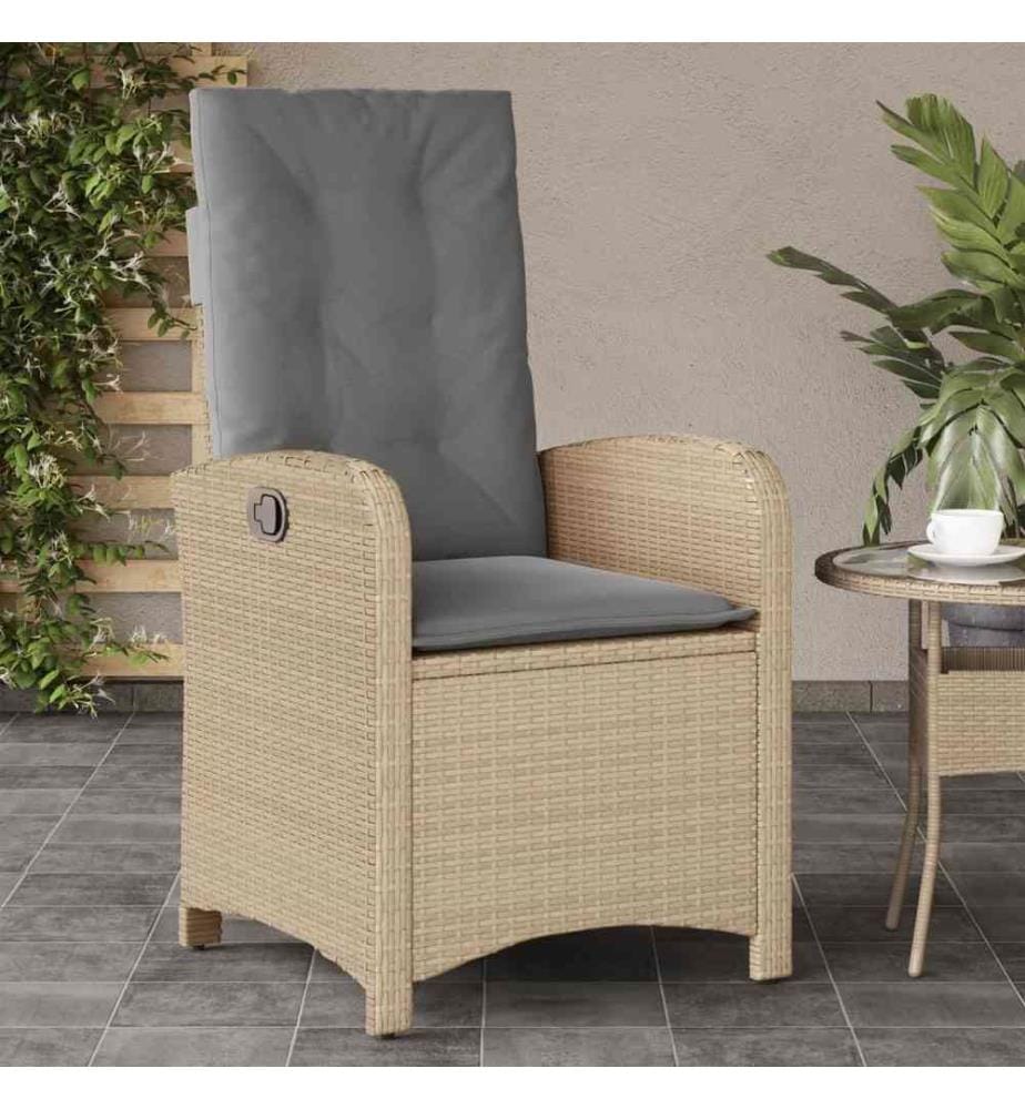 Gartensessel mit Kissen Verstellbar Beigemischung Poly Rattan