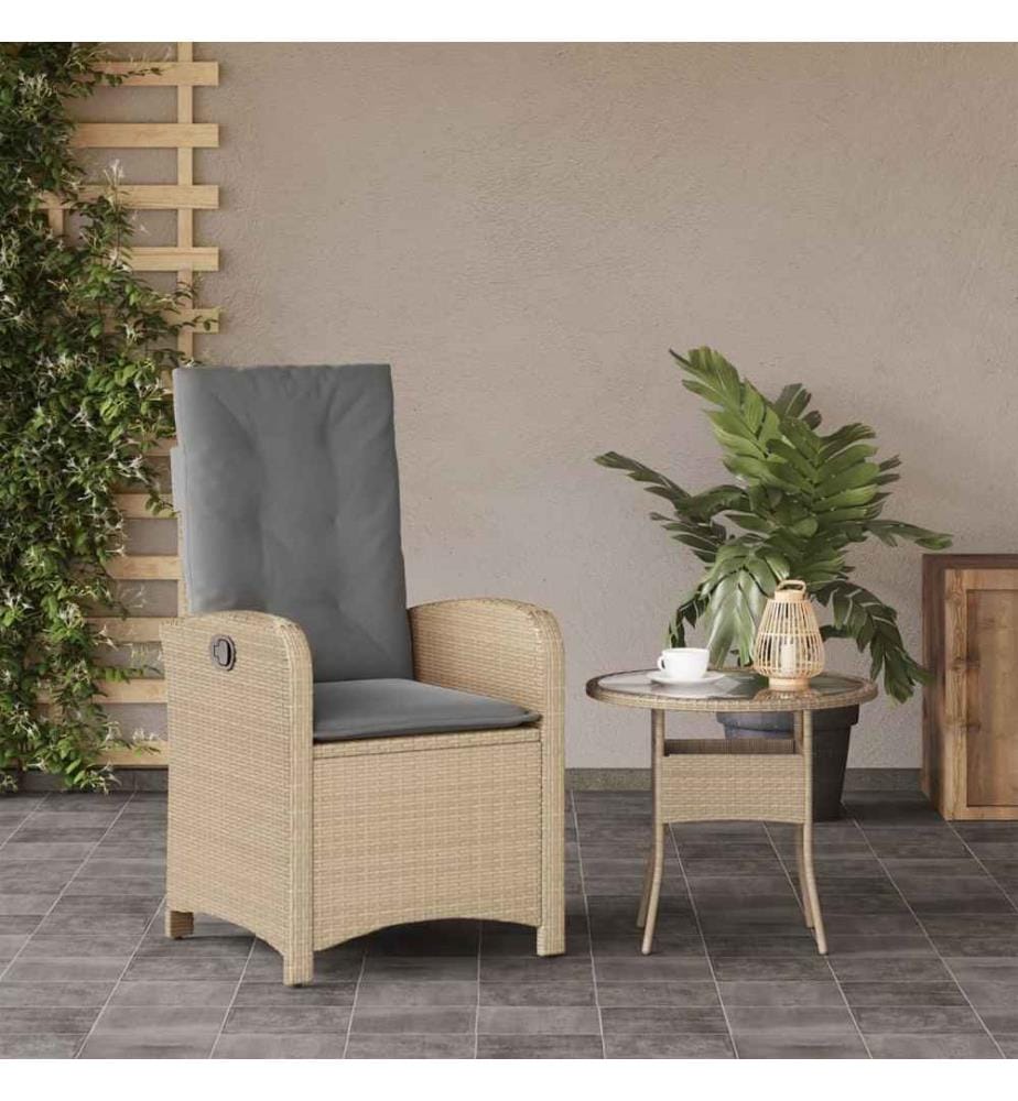 Gartensessel mit Kissen Verstellbar Beigemischung Poly Rattan