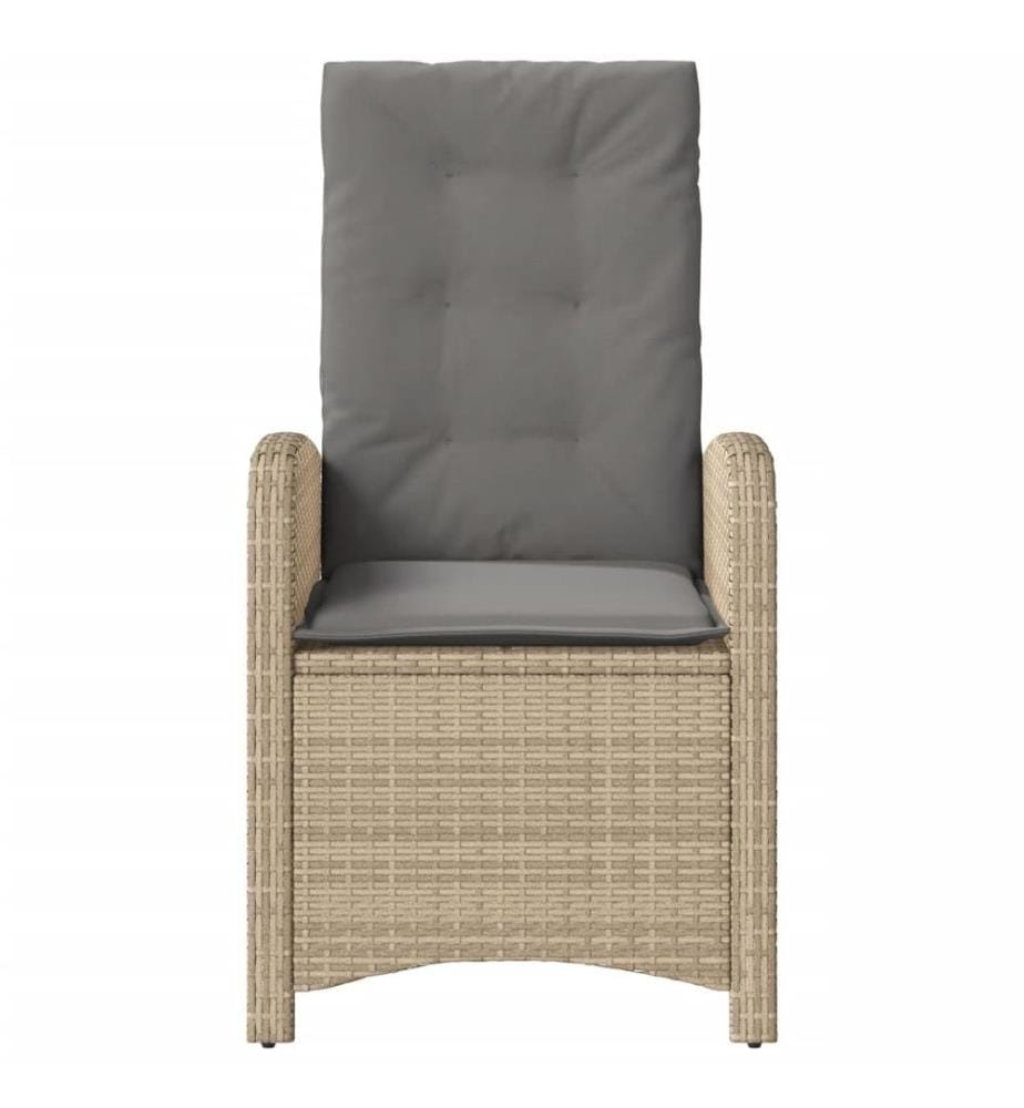 Gartensessel mit Kissen Verstellbar Beigemischung Poly Rattan