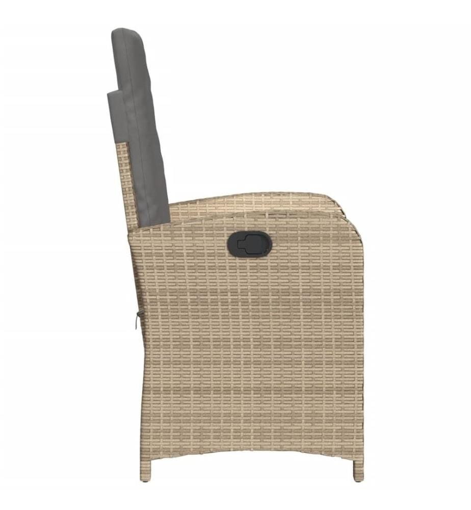 Gartensessel mit Kissen Verstellbar Beigemischung Poly Rattan