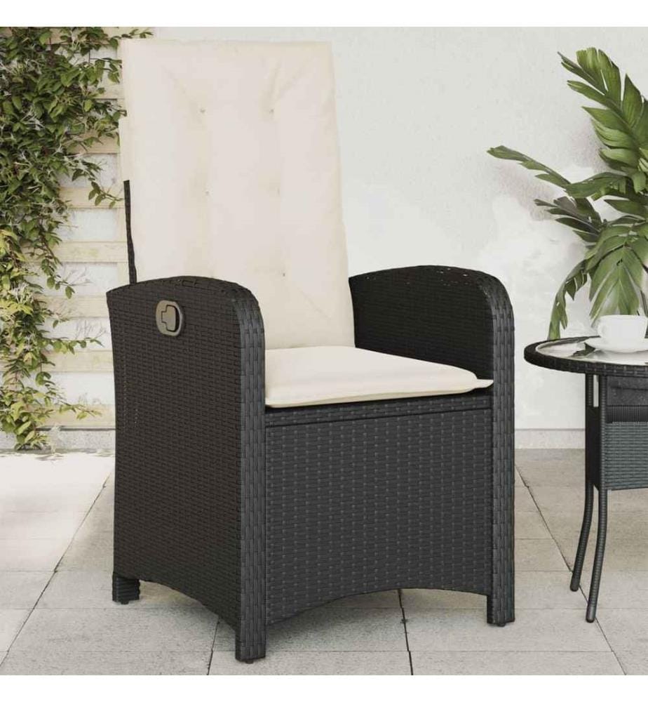 Gartensessel mit Kissen 2 Stk. Verstellbar Schwarz Poly Rattan