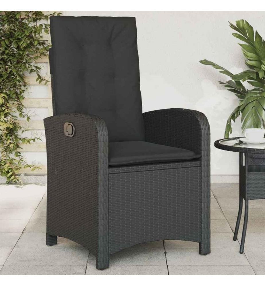 Gartensessel mit Kissen 2 Stk. Verstellbar Schwarz Poly Rattan