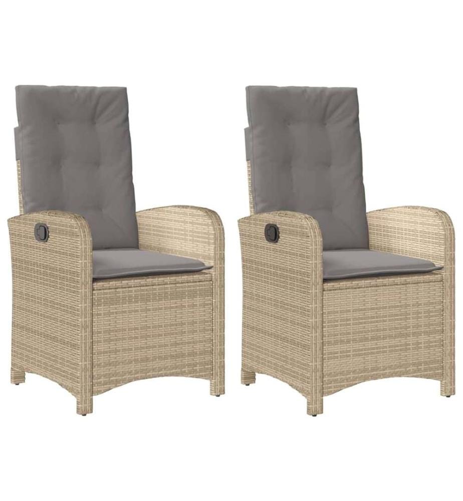 Gartensessel Kissen 2Stk. Verstellbar Beigemischung Poly Rattan