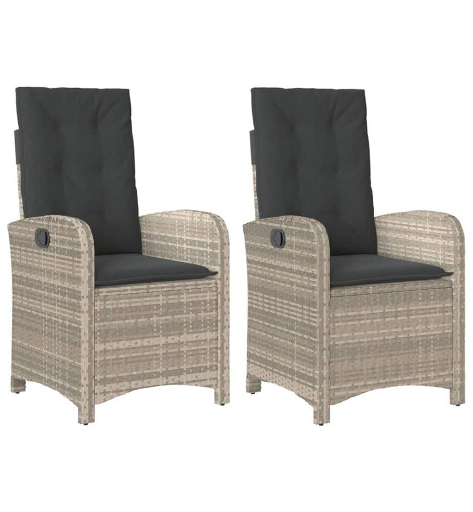 Chaises inclinables jardin lot de 2 et coussins résine tressée
