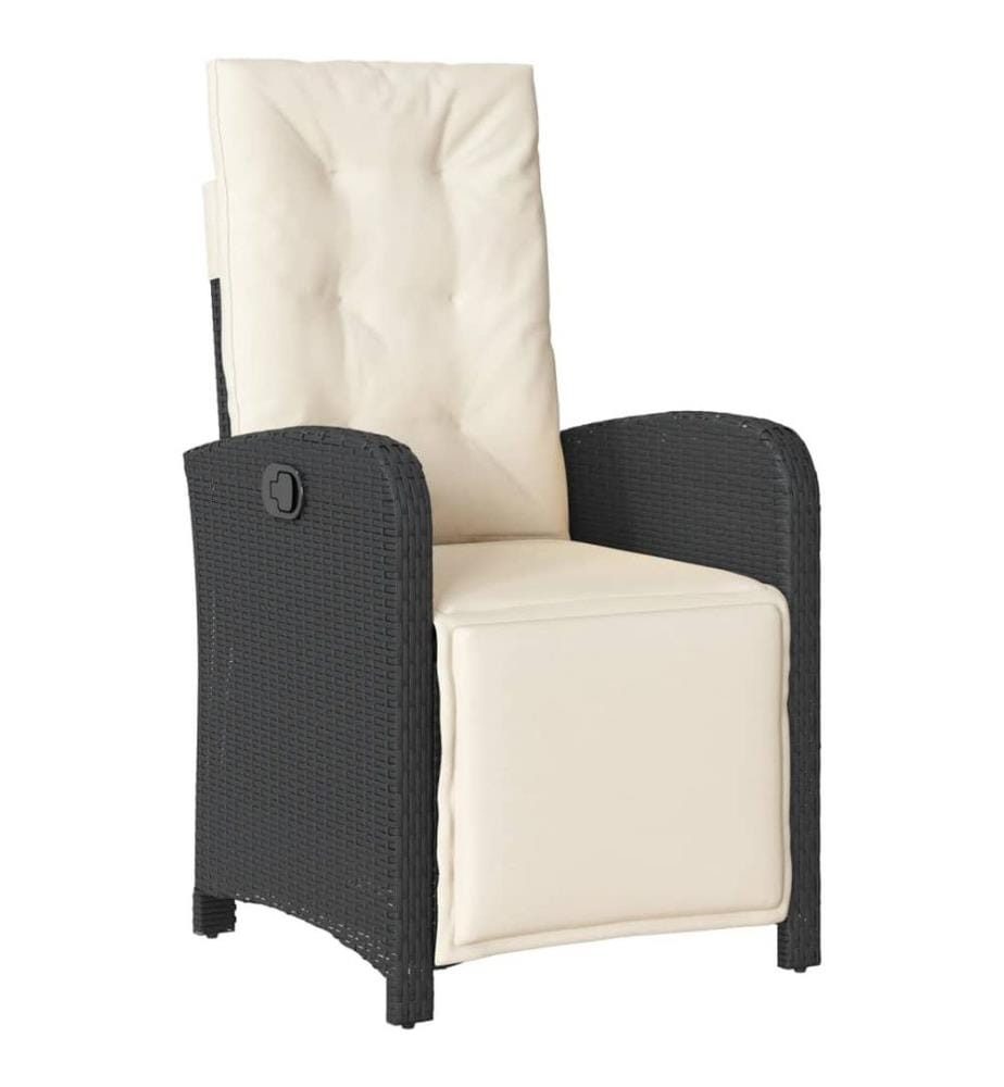 Gartensessel mit Fussteil Verstellbar Schwarz Poly Rattan