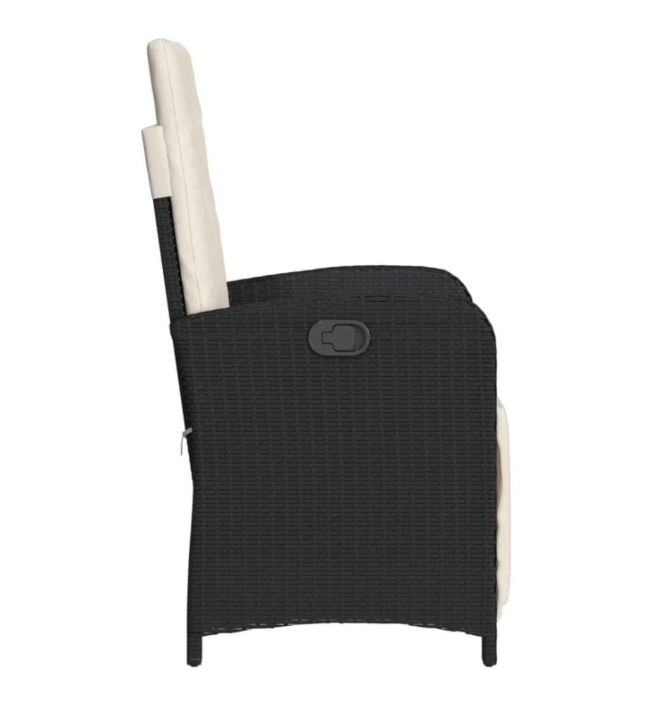 Gartensessel mit Fussteil Verstellbar Schwarz Poly Rattan