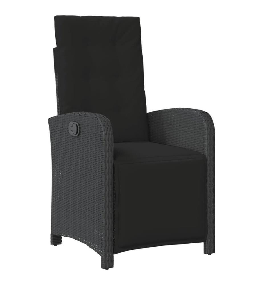 Gartensessel mit Fussteil Verstellbar Schwarz Poly Rattan