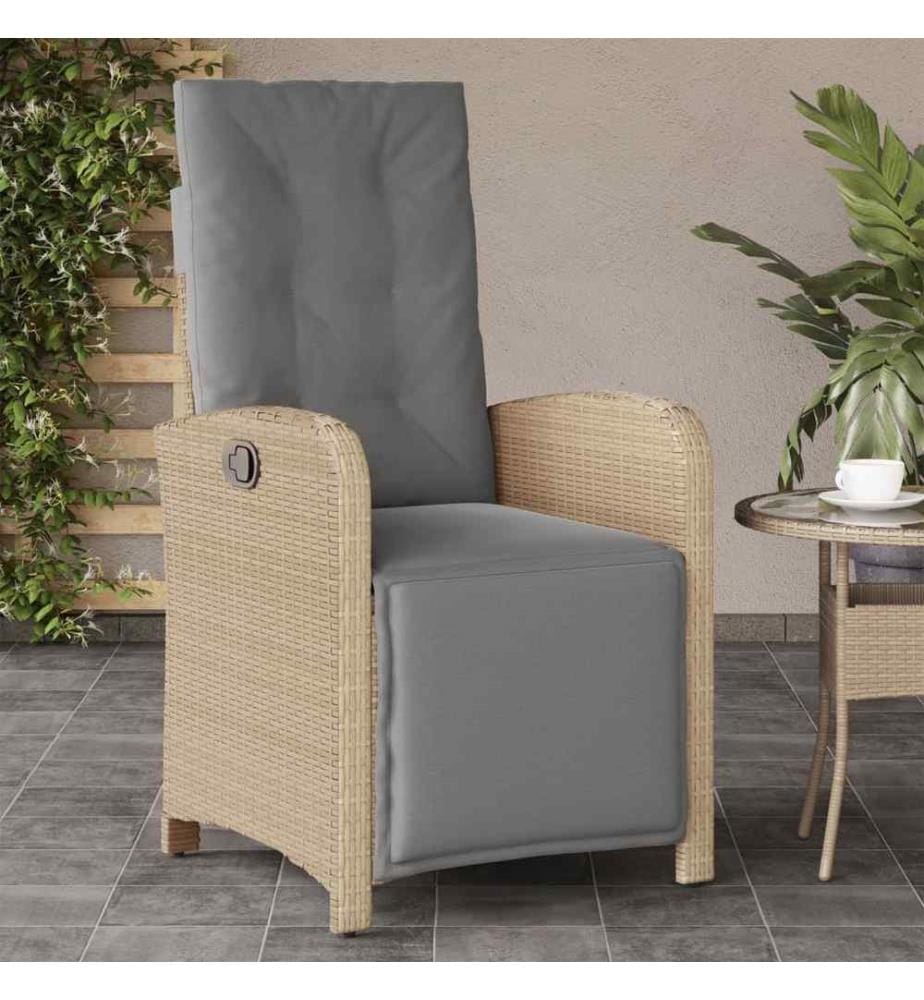 Gartensessel mit Fussteil Verstellbar Beigemischung Poly Rattan