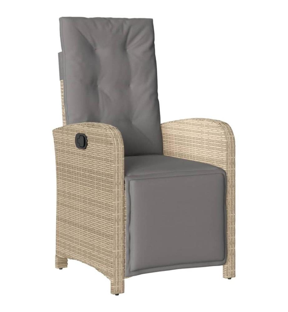 Gartensessel mit Fussteil Verstellbar Beigemischung Poly Rattan