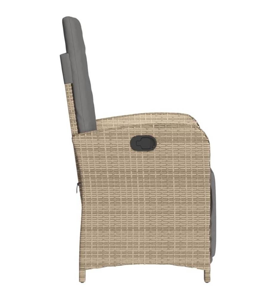Gartensessel mit Fussteil Verstellbar Beigemischung Poly Rattan