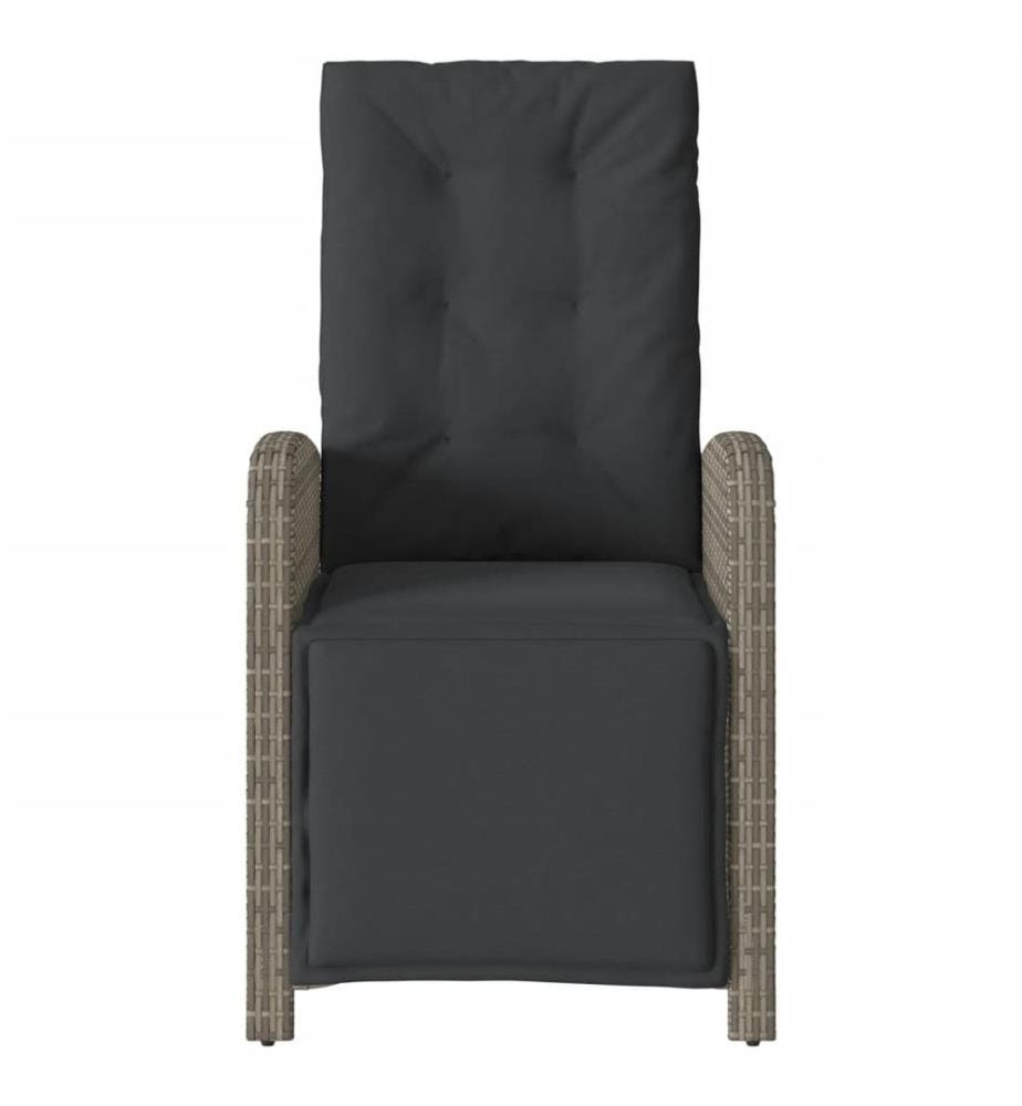 Gartensessel mit Fussteil 2 Stk. Verstellbar Grau Poly Rattan