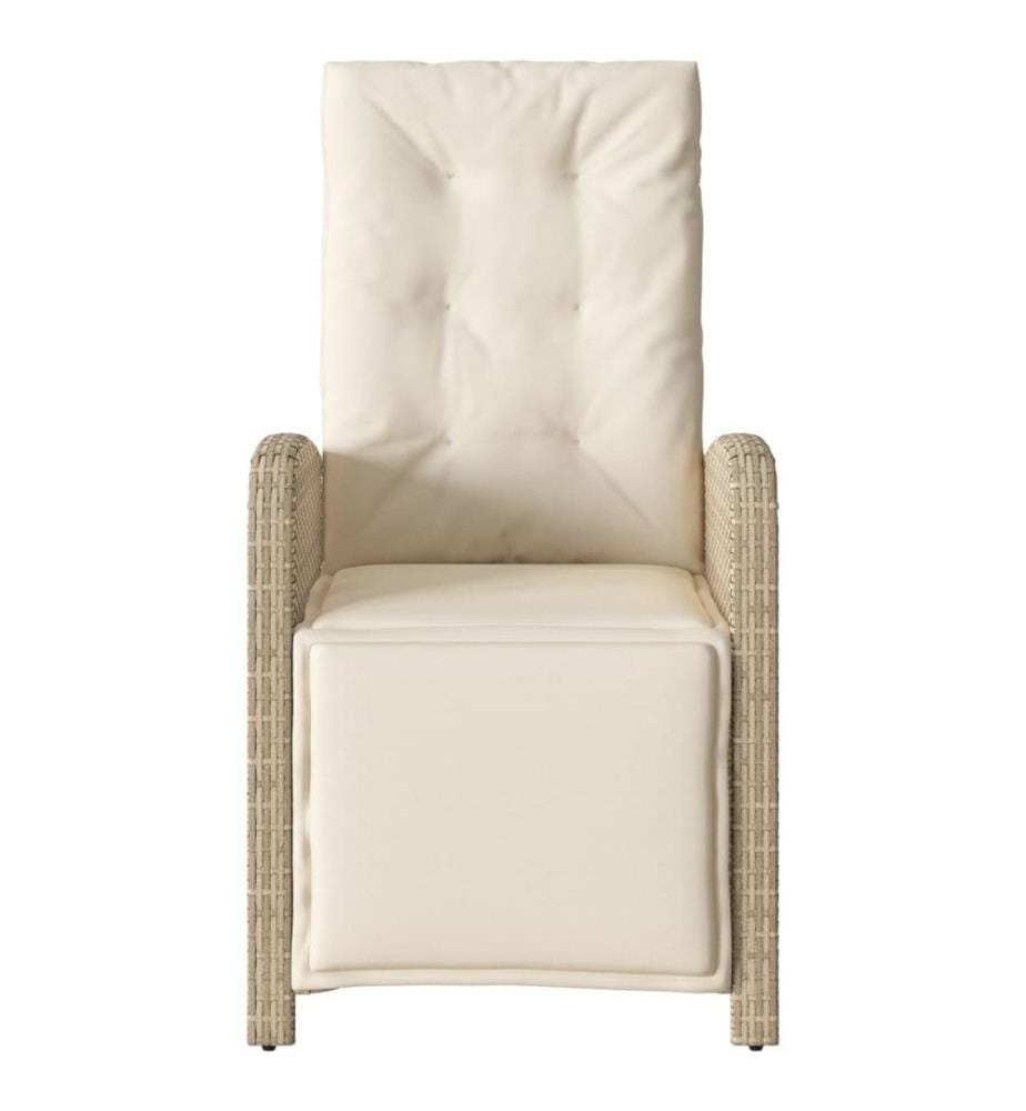 Gartensessel mit Fussteil 2 Stk. Verstellbar Beige Poly Rattan