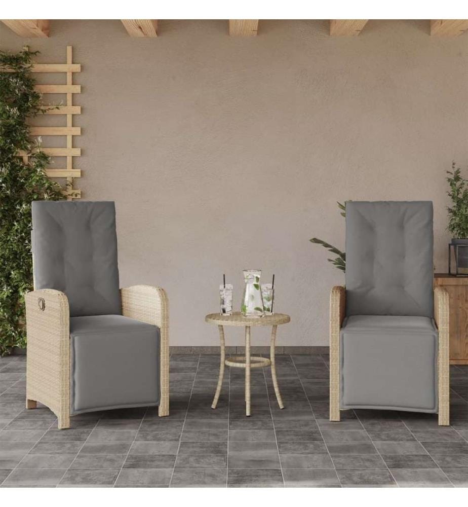 Gartensessel mit Fussteil 2 Stk. Verstellbar Poly Rattan