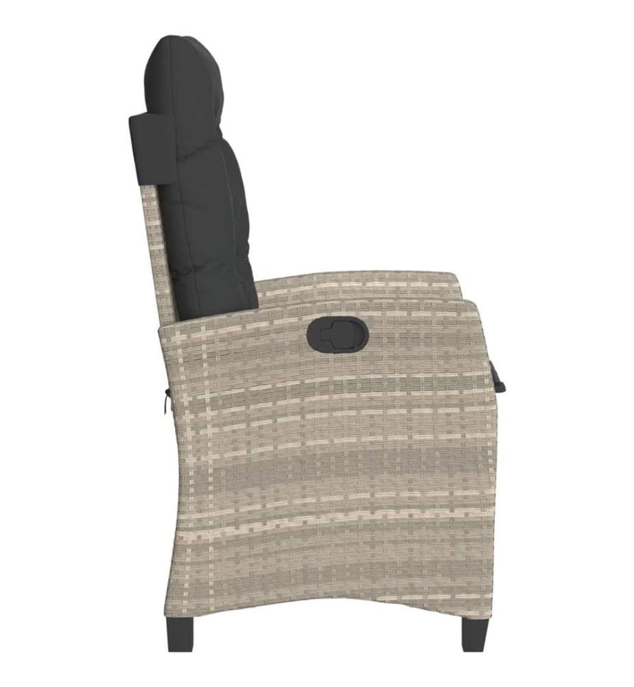 Gartensessel mit Kissen Verstellbar Hellgrau Poly Rattan