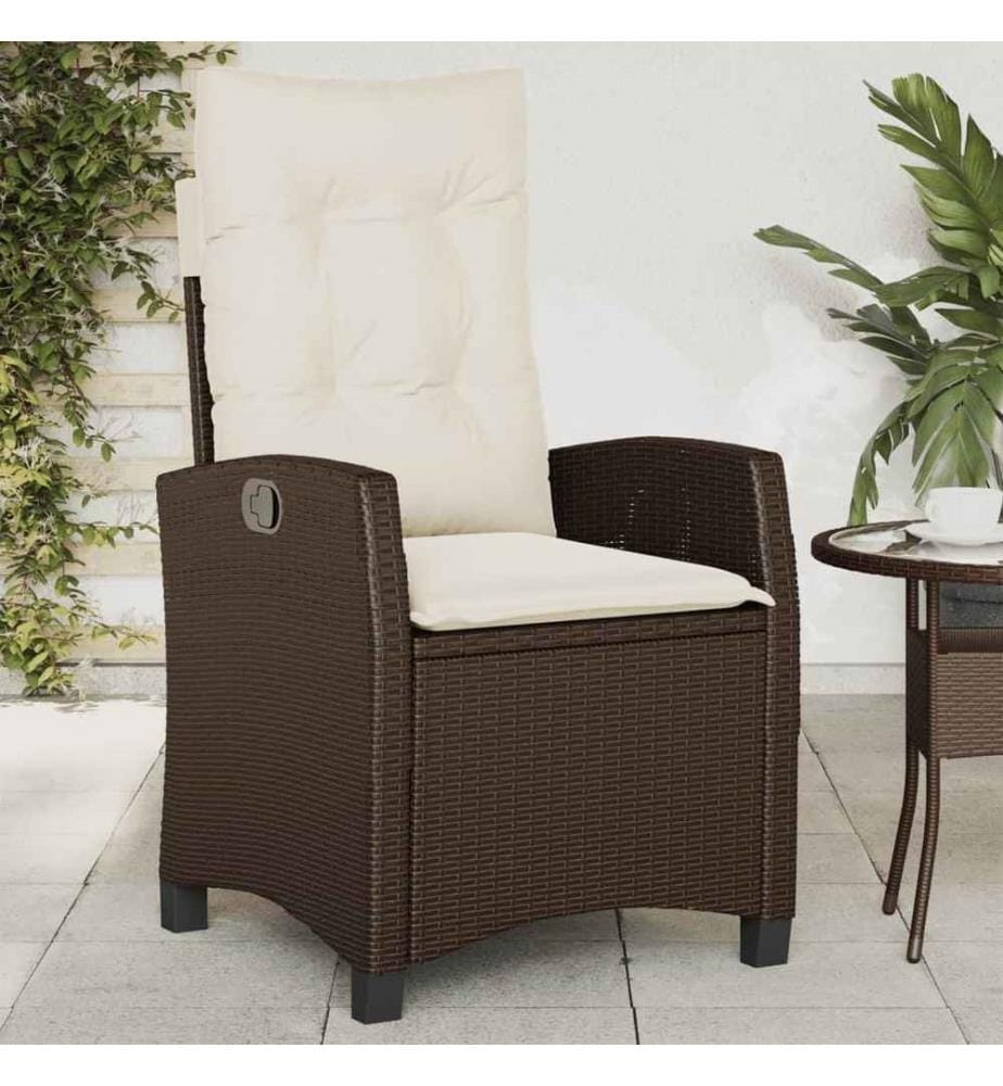 Gartensessel mit Kissen 2 Stk. Verstellbar Braun Poly Rattan