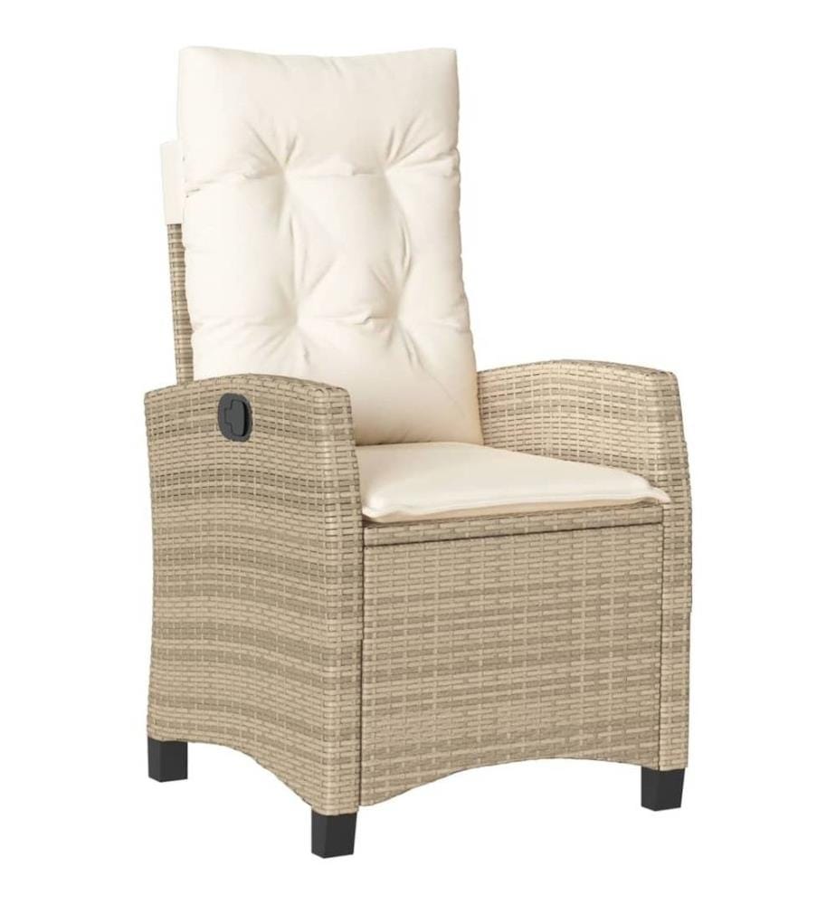 Gartensessel mit Kissen 2 Stk. Verstellbar Beige Poly Rattan