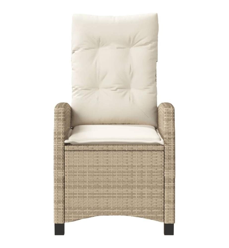 Gartensessel mit Kissen 2 Stk. Verstellbar Beige Poly Rattan