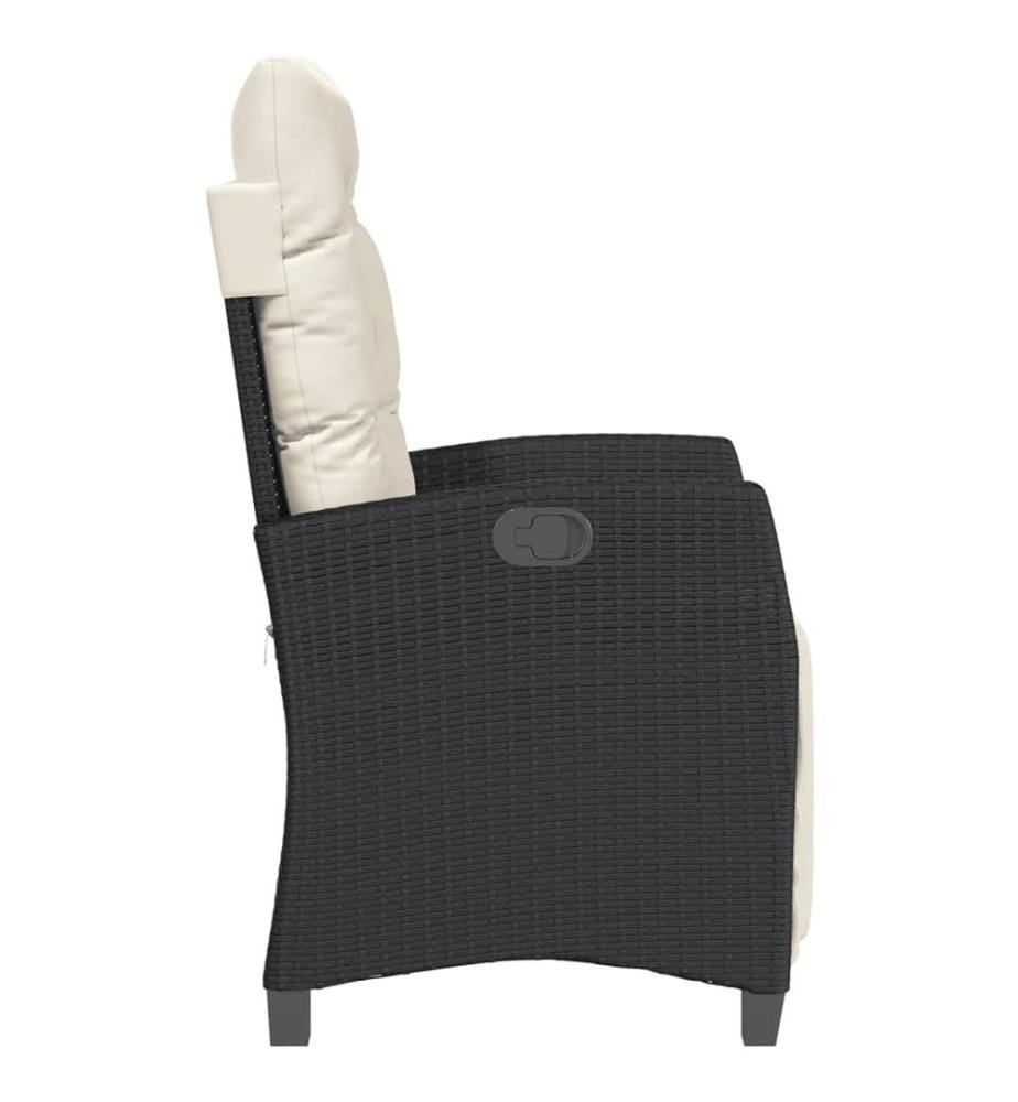 Gartensessel mit Fussteil Verstellbar Schwarz Poly Rattan