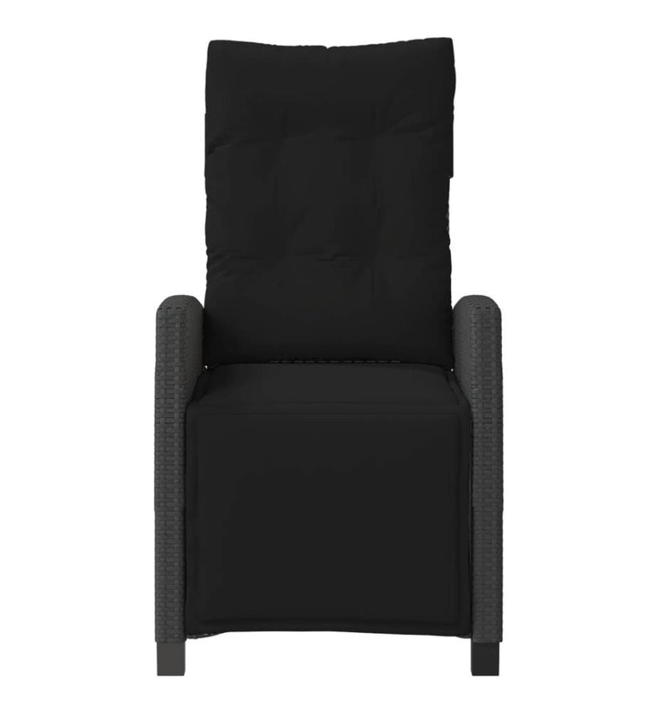 Gartensessel mit Fussteil Verstellbar Schwarz Poly Rattan