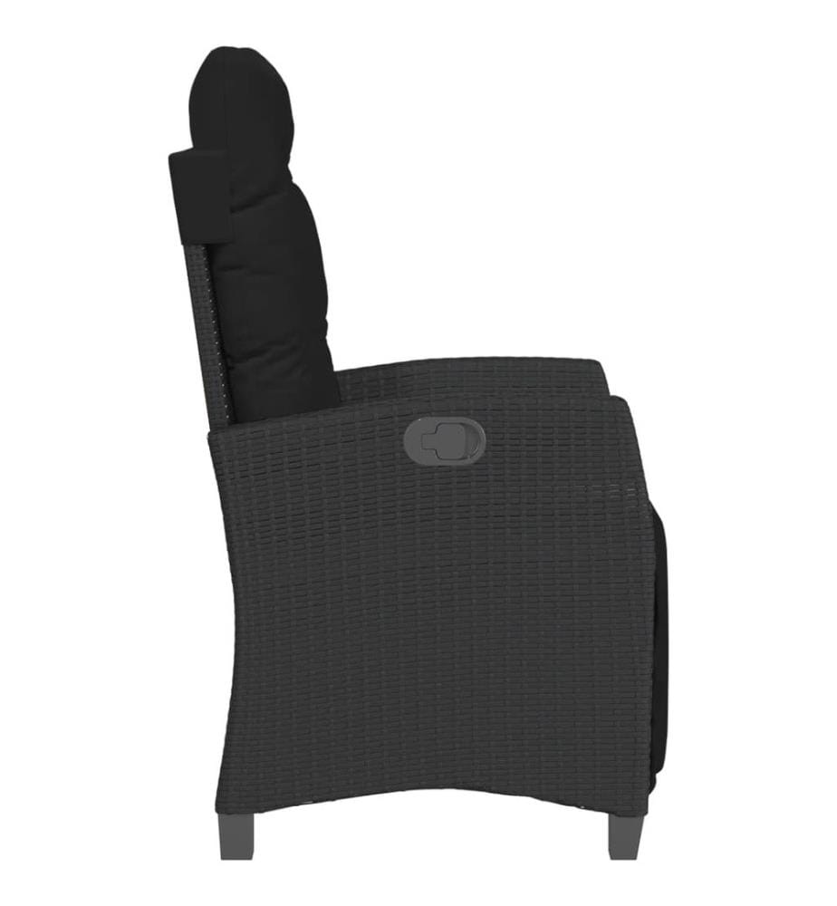 Gartensessel mit Fussteil Verstellbar Schwarz Poly Rattan
