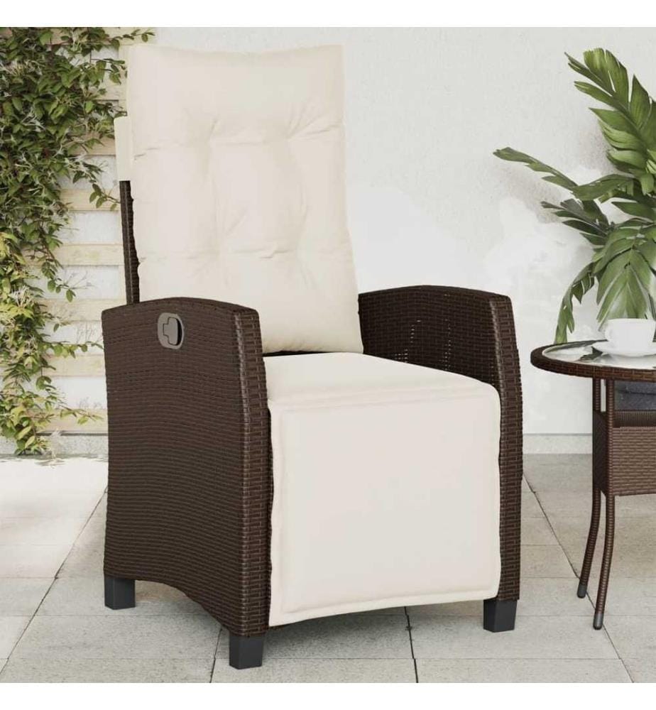 Gartensessel mit Fussteil Verstellbar Braun Poly Rattan