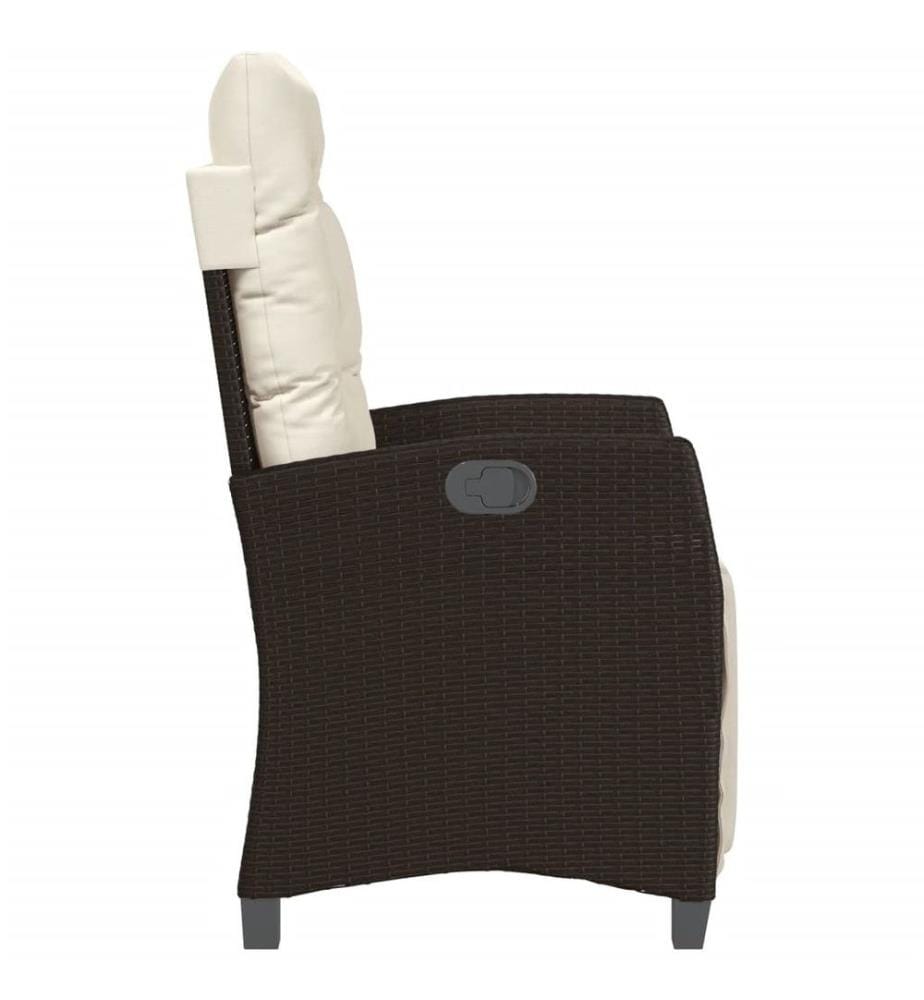 Gartensessel mit Fussteil Verstellbar Braun Poly Rattan