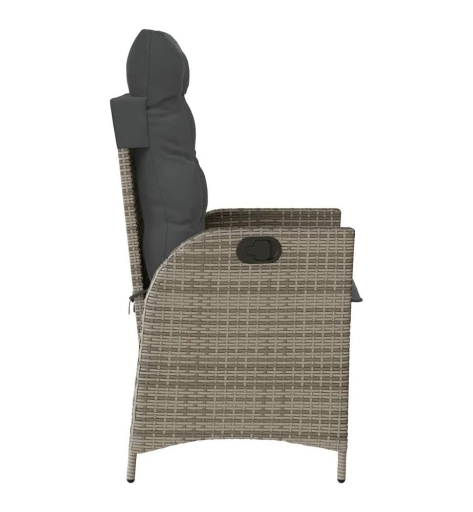 Gartensessel Verstellbar mit Kissen Grau Poly Rattan