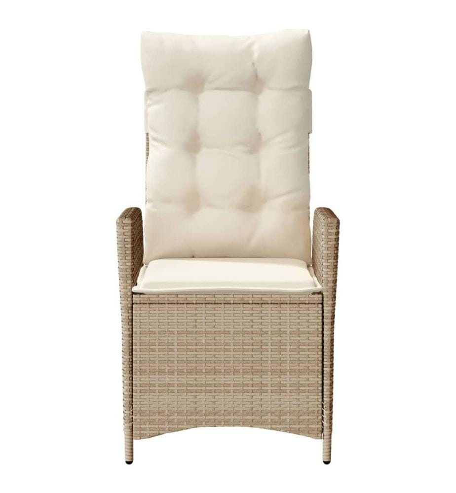 Gartensessel mit Kissen Verstellbar Beige Poly Rattan