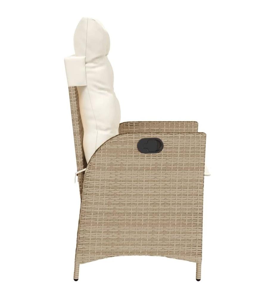 Gartensessel mit Kissen Verstellbar Beige Poly Rattan