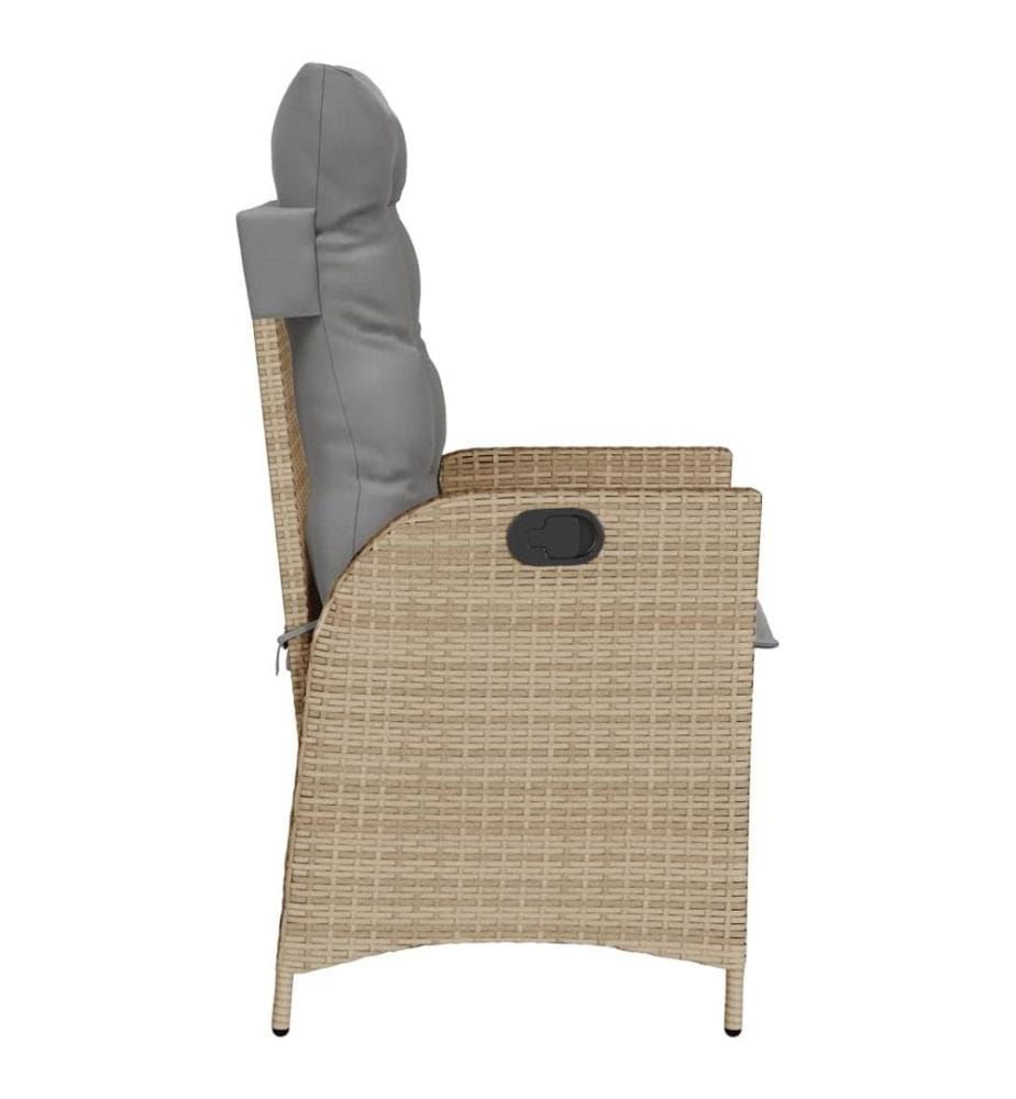 Gartensessel mit Kissen Verstellbar Beigemischung Poly Rattan