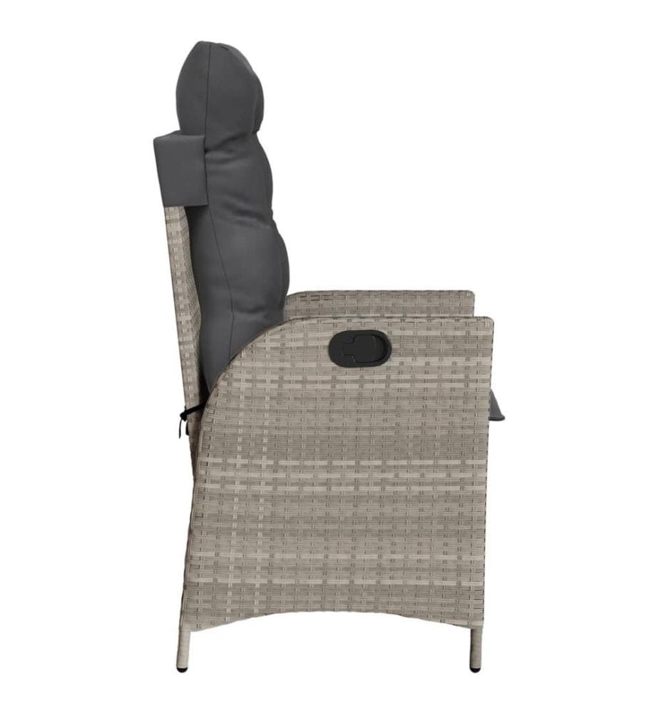 Gartensessel mit Kissen Verstellbar Hellgrau Poly Rattan