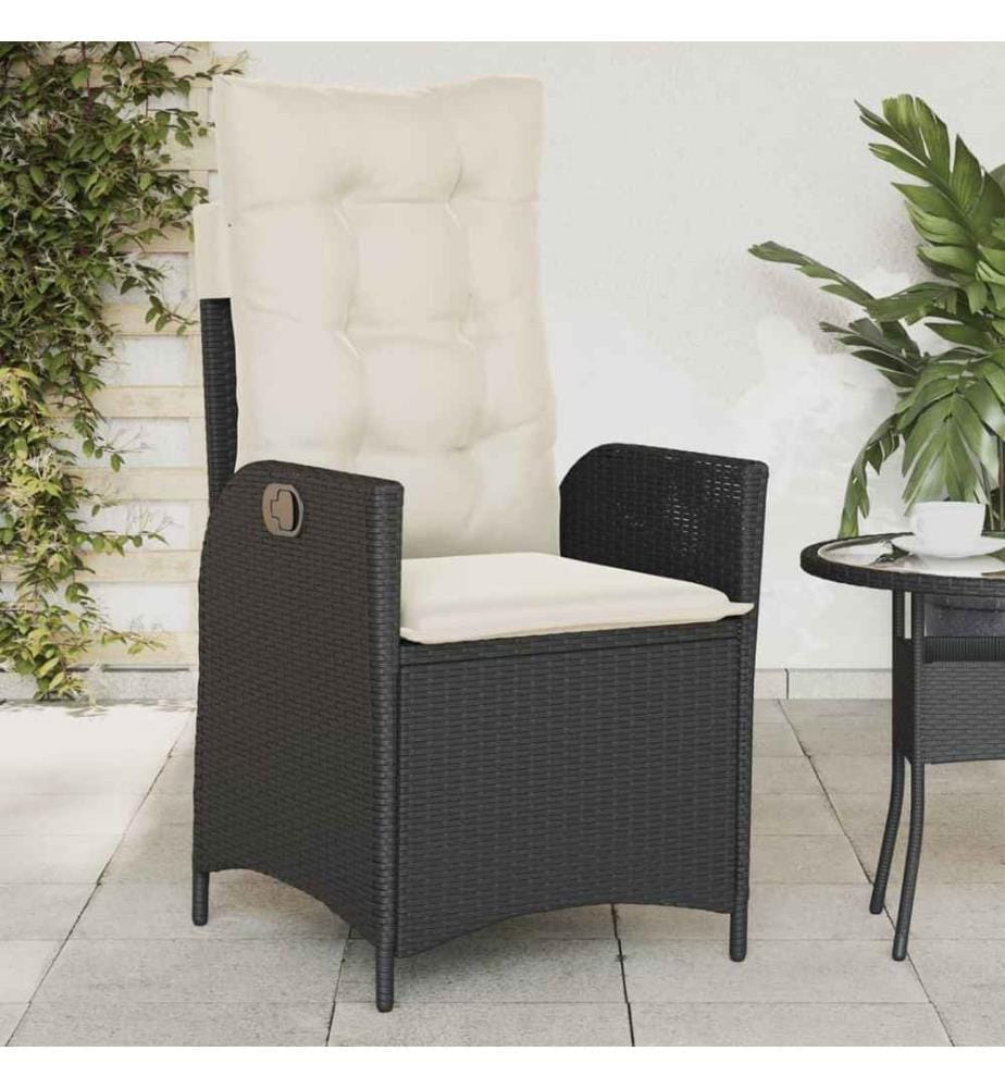 Gartensessel mit Kissen 2 Stk. Verstellbar Schwarz Poly Rattan