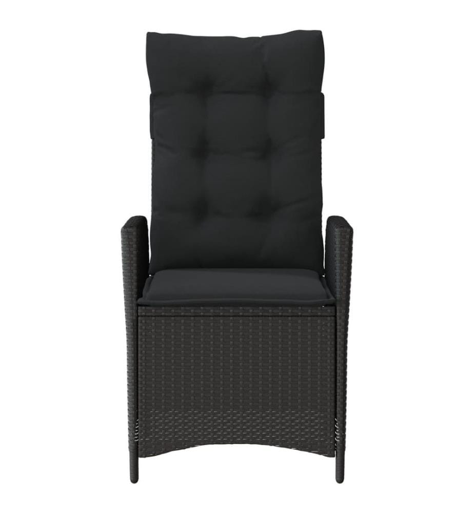Gartensessel mit Kissen 2 Stk. Verstellbar Schwarz Poly Rattan