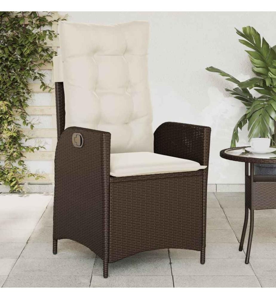 Gartensessel mit Kissen 2 Stk. Verstellbar Braun Poly Rattan