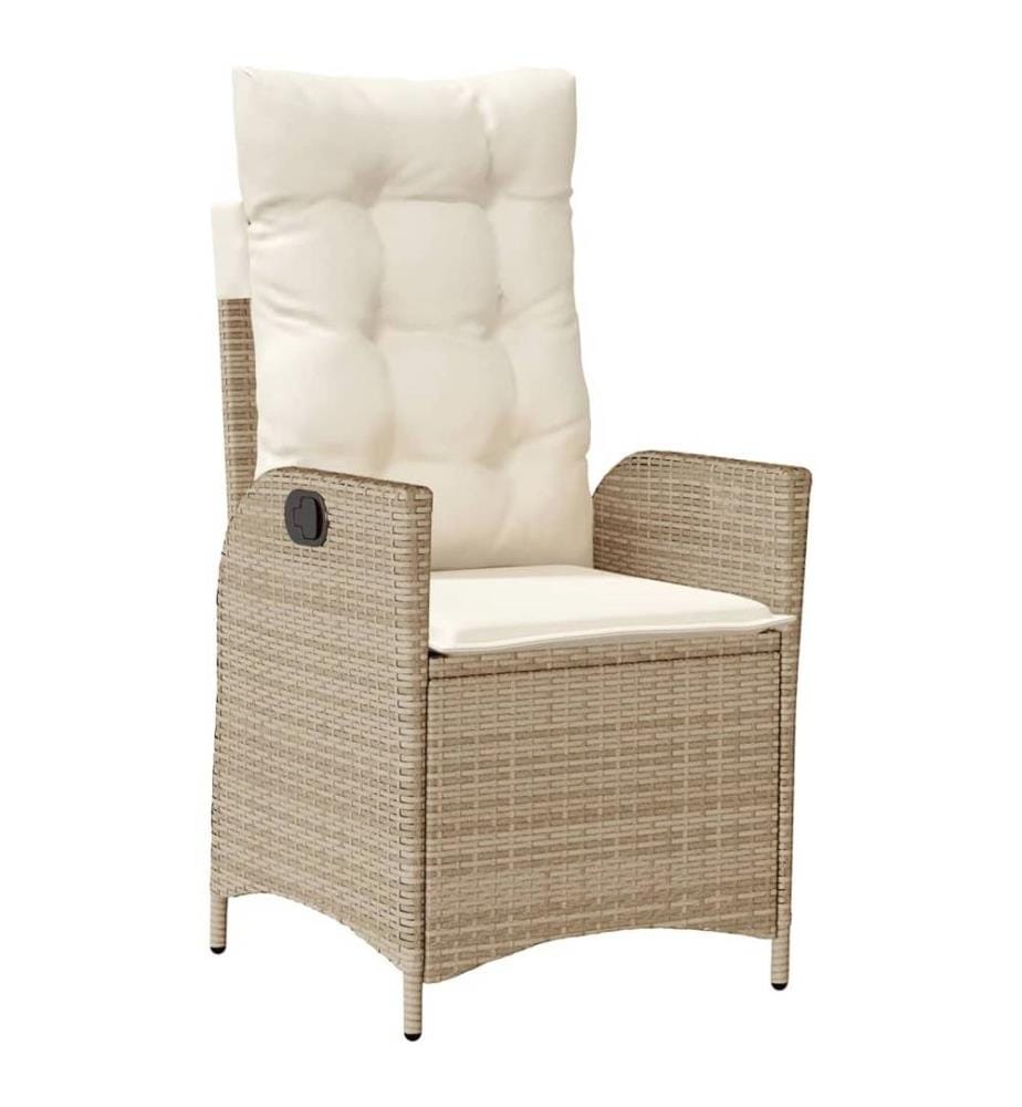 Gartensessel mit Kissen 2 Stk. Verstellbar Beige Poly Rattan