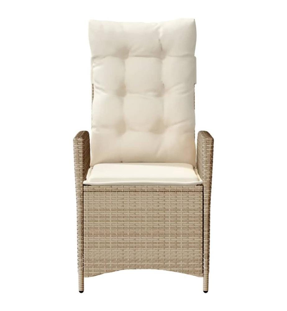 Gartensessel mit Kissen 2 Stk. Verstellbar Beige Poly Rattan