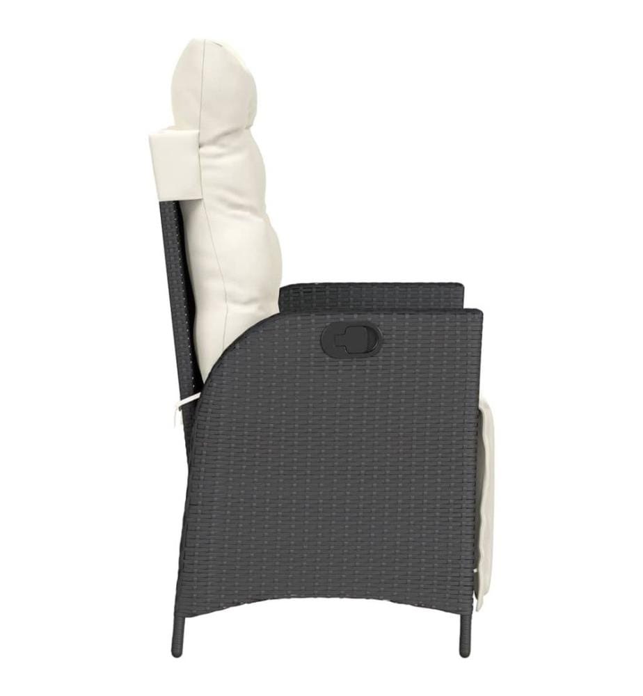 Gartensessel mit Fussteil Verstellbar Schwarz Poly Rattan
